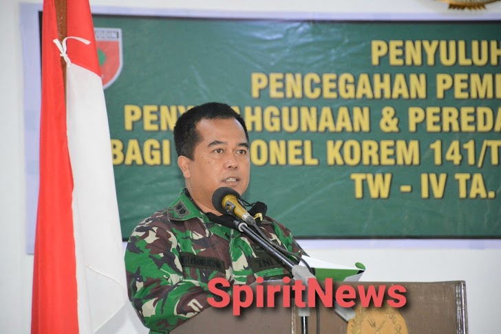 Kasi Intel Korem 141/Tp, Pimpin Giat Penyuluhan Penyalahgunaan Narkotika