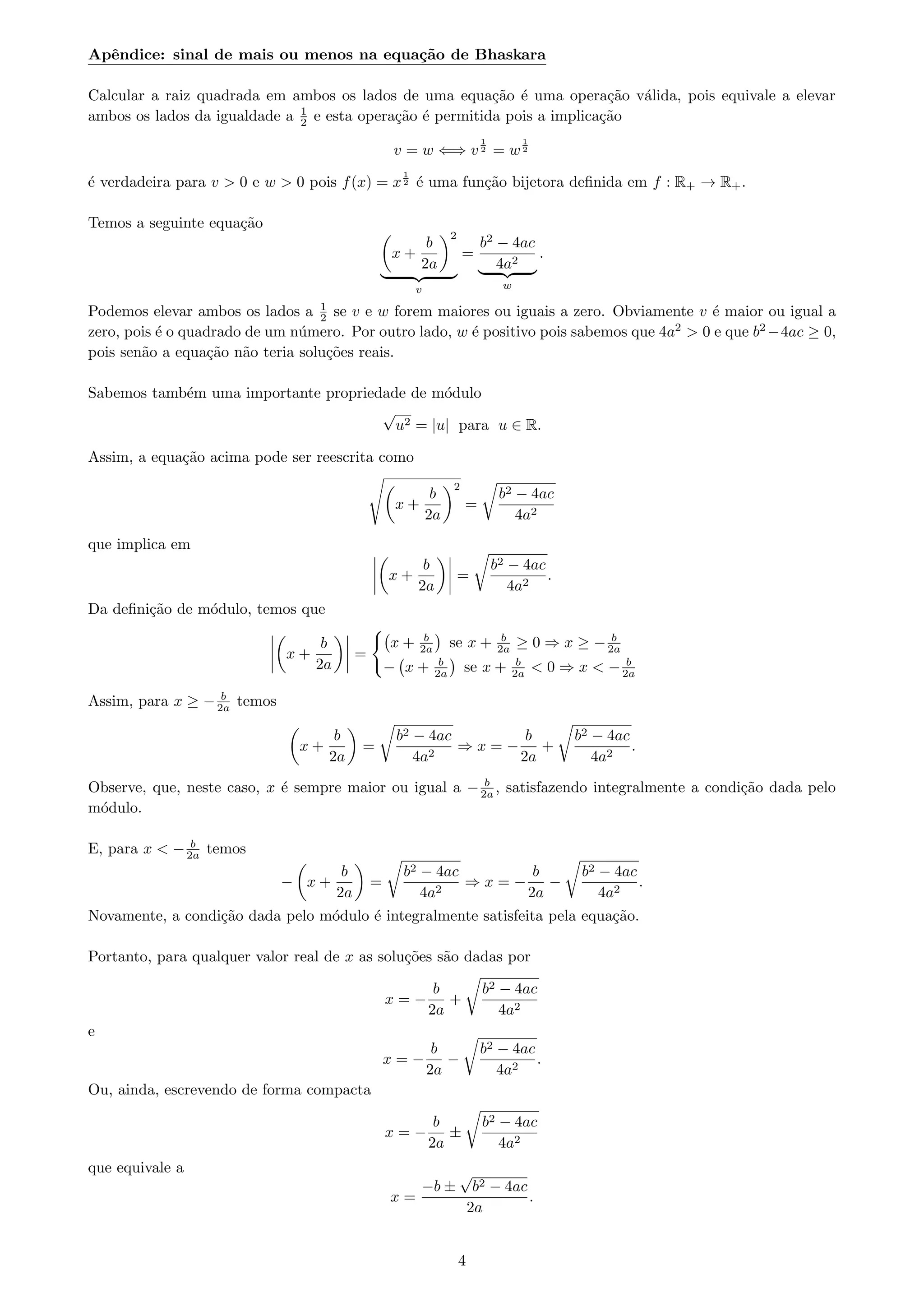 DEMONSTRAÇÃO DA FÓRMULA DE BHASKARA