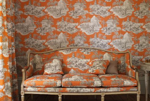 Wallpaper:Tortuga in safran wallpaper toile. Wallpaper:Tortuga in safran