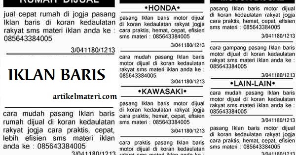 Iklan Baris (Pengertian, Ciri dan Contohnya Dalam Berbagai 