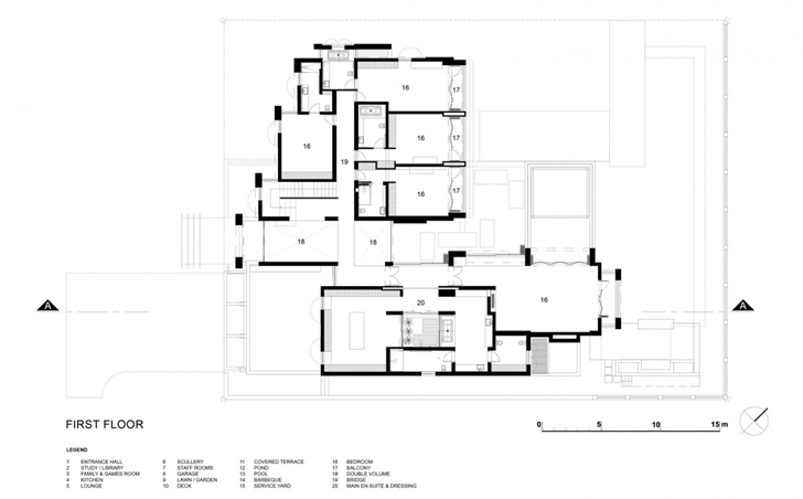 First floor plan of Contemporary Villa by SAOTA