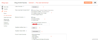 mengenal fungsi setelan pos dan komentar pada dashboard blogspot.