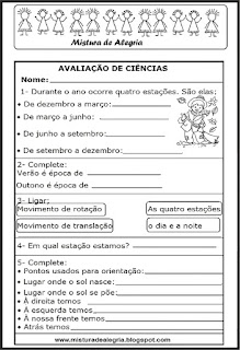 Avaliação de ciências 2º ano