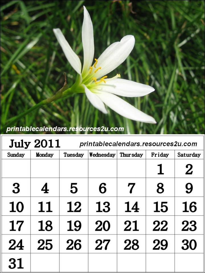 july 2011 calendar. Free July 2011 Calendar