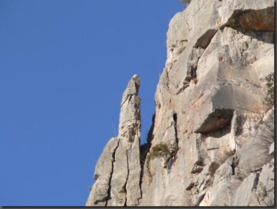 sentiero dei Daini Dito di roccia sopra forcella rocciosa