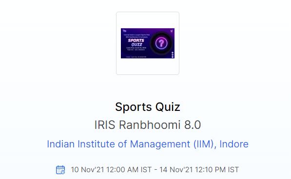 IRIS Ranbhoomi 8.0 Sports Quiz