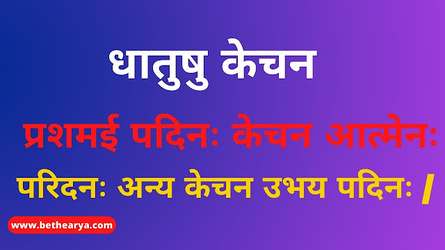 धातुषु केचन प्रशमई पदिनः केचन आत्मेनः परिदनः अन्य केचन उभय पदिनः |