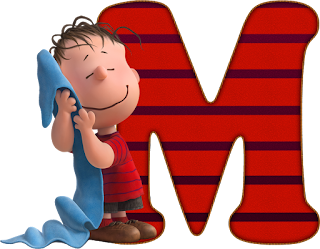 Abecedario Rojo Peanuts, Charlie Brown. Red Alphabet Peanuts.