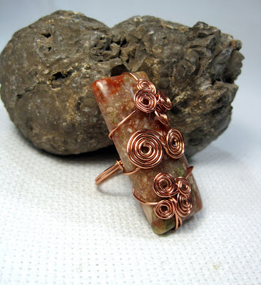 Autumn Jasper Wire Wrapped Ring