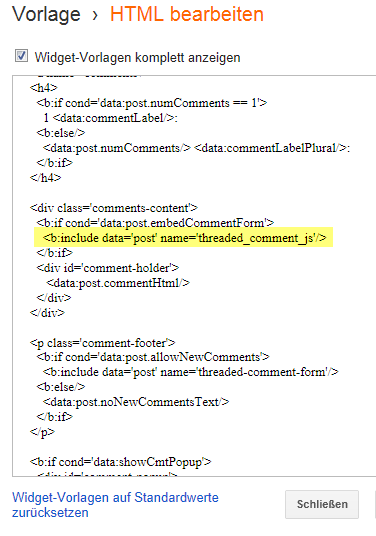Neue Blogger Blogspot Kommentarfunktion ausschalten