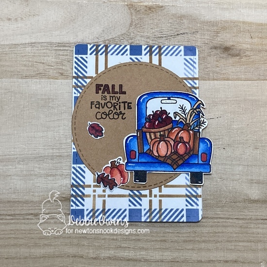 Fall is my favorite color by Debbie features Harvest Haul, Plaid, Circle Frames, Fall Fringe, Frames & Flags, and Pumpkin Latte by Newton's Nook Designs; #inkypaws, #newtonsnook, #autumncards, #fallcards, #cardmaking, #truckcards, #vintagecarcards