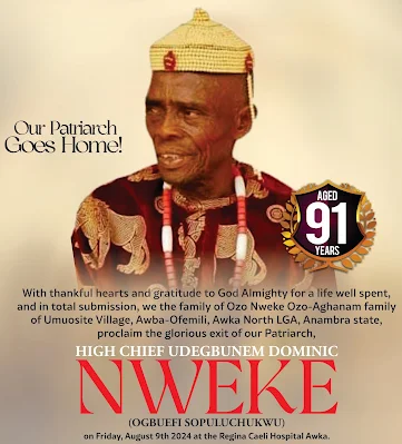 Late Ogbuefi Dominic Nweke’s final rites commences October 24 - ITREALMS