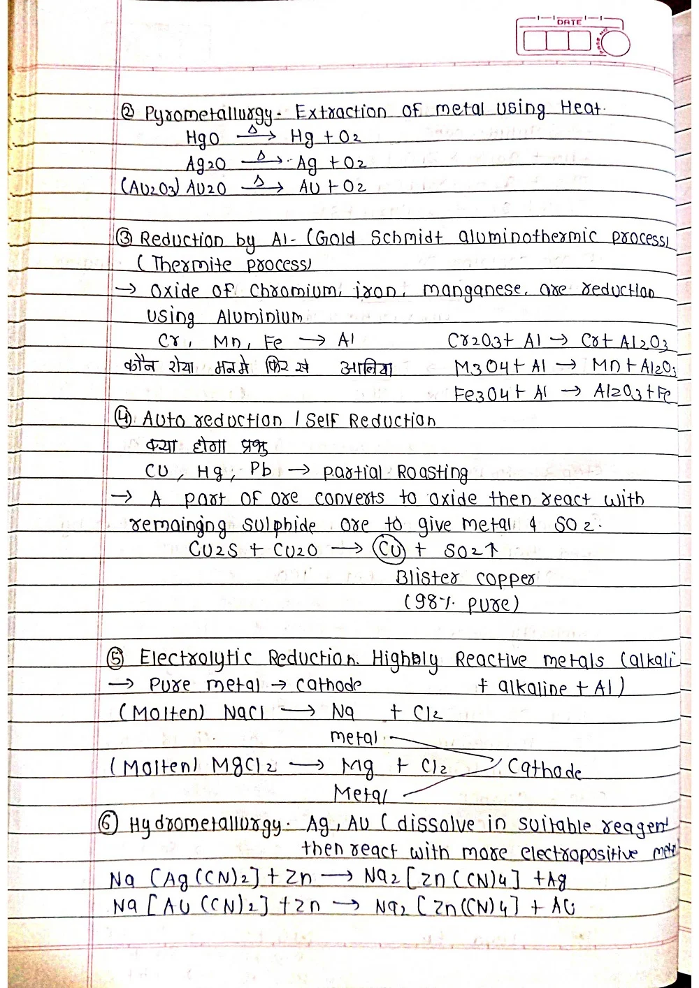 Metallurgy - Chemistry Short Notes 📚