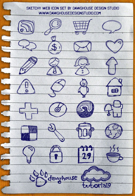 170+ Free Hand-Drawn Web 2.0 Social Media Icons