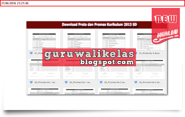 Download Prota dan Promes Kurikulum 2013 SD New 2016/2017