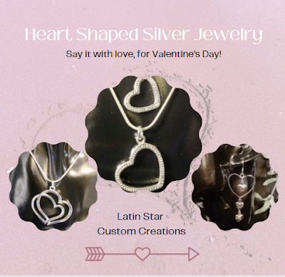 Latin Star Custom Creations Heart Shaped Silver Jewelry Valentines Promo