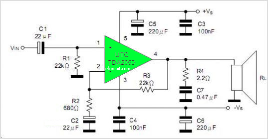 Assemble Mini Power Amp TDA2050 Electronic Circuit 