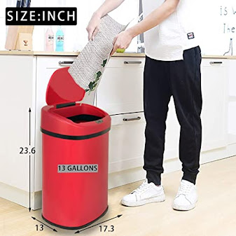 BEST UNDER 50 DOLLAR Kitchen Trash Can for Bathroom Bedroom Home Office Automatic Touch Free High-Capacity Garbage Can with Lid