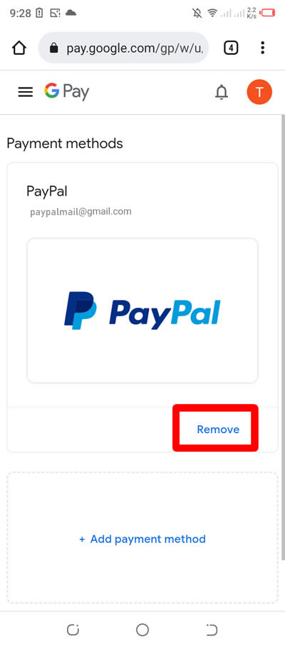 remove payment method google play