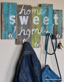 home sweet home reclaimed wood coat hook http://bec4-beyondthepicketfence.blogspot.com/2014/03/home-sweet-home-coat-hook.html