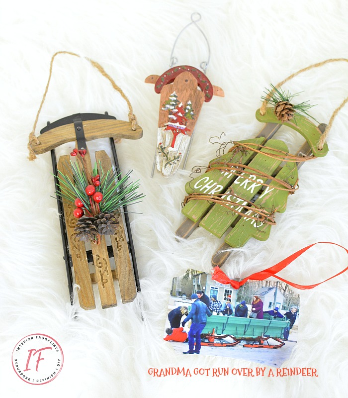 Eclectic Christmas Tree Wooden Sleigh Ornaments