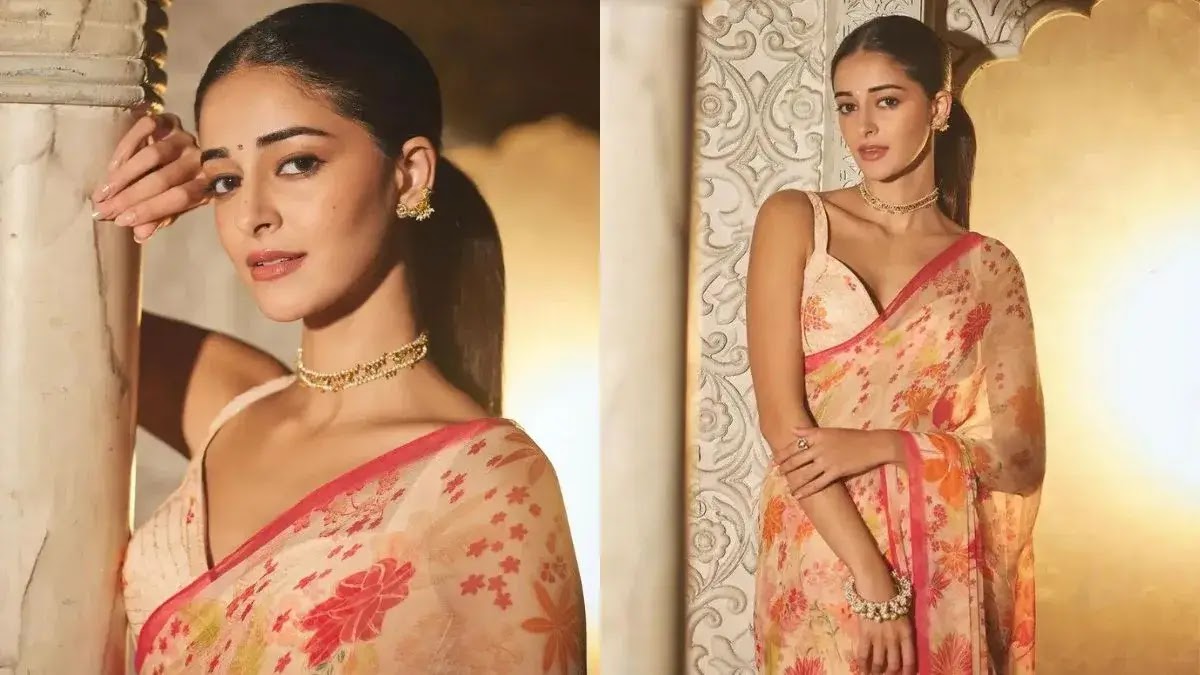 Ananya Panday Looks Mesmerizing In The Floral Saree For Dream Girl 2 Promotions.