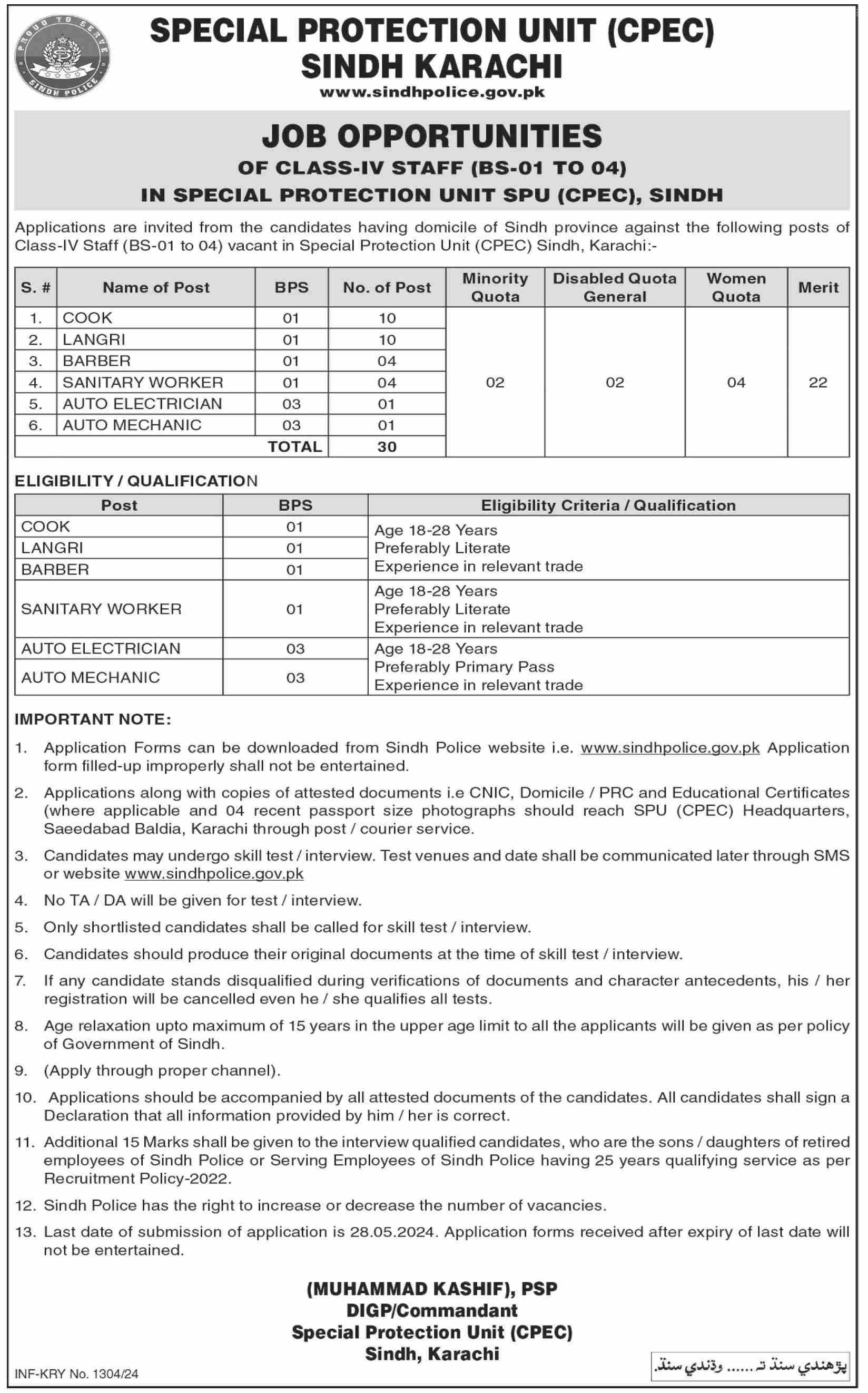 Special Protection Unit SPU Jobs 2024 – Sindh Police Careers