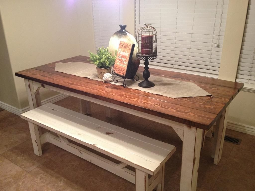 Rustic Nail : Farm style kitchen table and benches to match