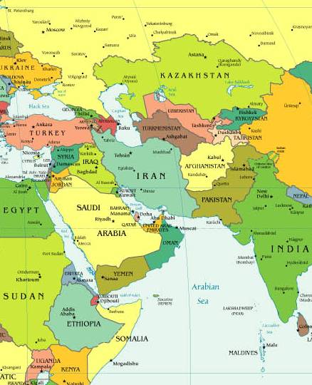 Map Of South Asian Rivers. Volga River.