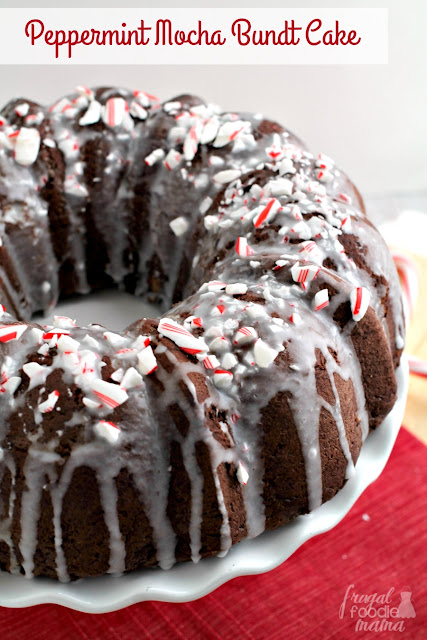 Inspired by a favorite holiday coffee drink, this chocolaty & moist Peppermint Mocha Bundt Cake is sure to be a crowd-pleaser this holiday season.