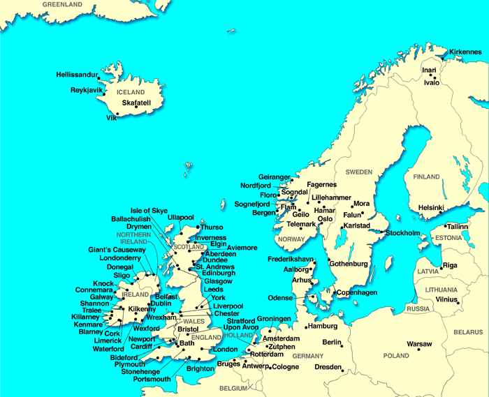Map of Europe Cities Pictures: Printable Maps of Northern 