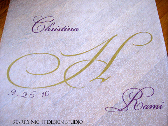 We did this lovely aisle runner for Christina and Rami's wedding