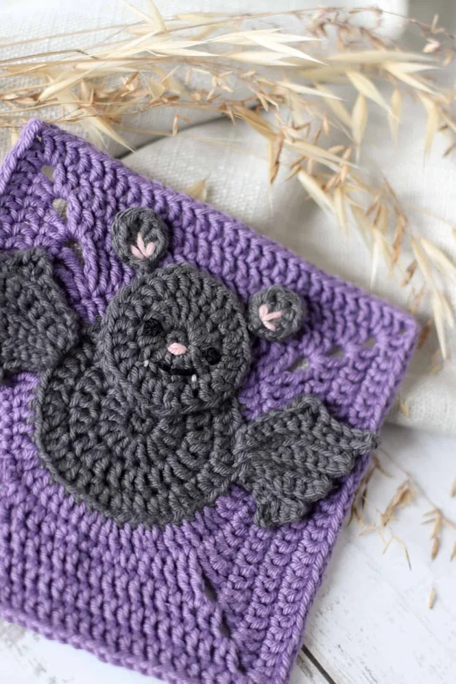 Halloween Crochet Granny Square Bat