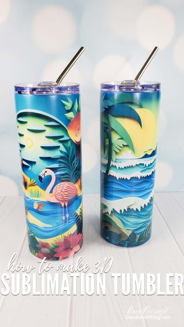 The sublimation oven really is an awesome heat tool to have in the craft stash.    I love how well these sublimation tumblers turned out with the 3D design from Design Bundles and the excellent sublimation blanks from Heat Transfer Warehouse.   Both of these gorgeous tumblers are ready for a hot Summer day!