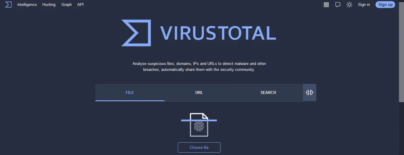كيف تعرف إذا كان الملف أو الموقع الذي تتصفحه يحتوي على برمجيات ضارة؟ Virustotal.2.png