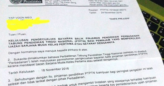 I'm Meo: My PTPTN First Class Exemption