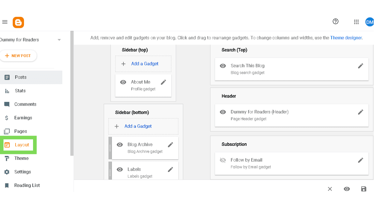 Blogger layout