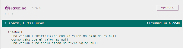 Resultado tests toBeNull