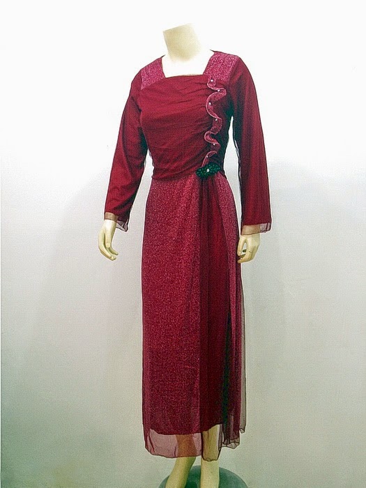 Busana Pesta  Maxi LC 3701 UgA Maroon Bru Gaun  Pesta 