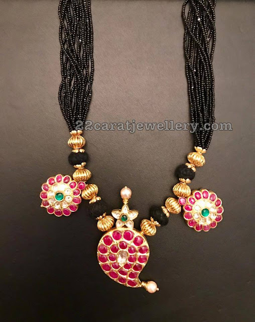 Black Thread Necklace with Mango Pendant