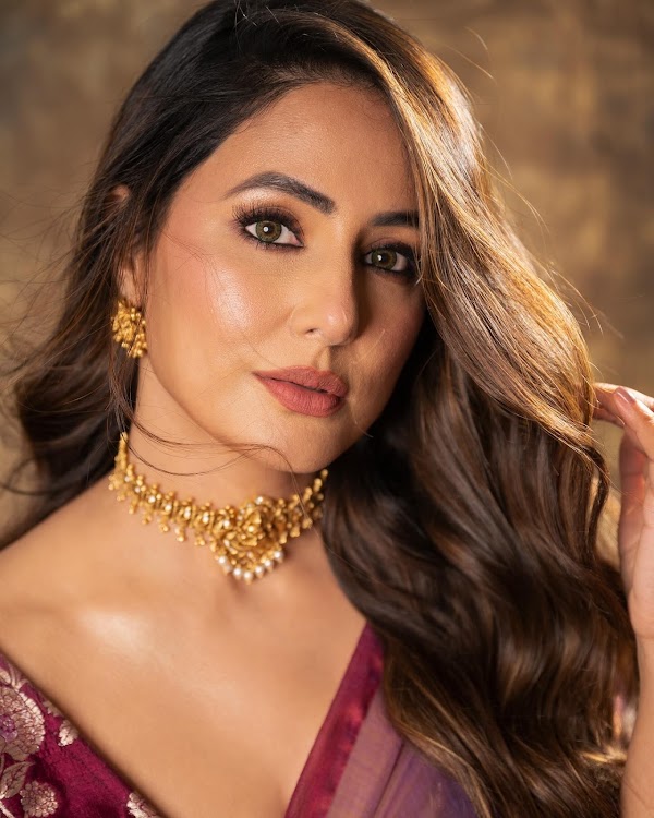 hina khan saree deep neckline blouse