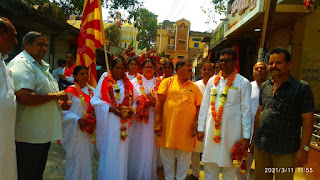 परमपिता परमात्मा शिव बाबा का संदेश देने के लिए जुलूस के रूप में शोभायात्रा निकाली गई