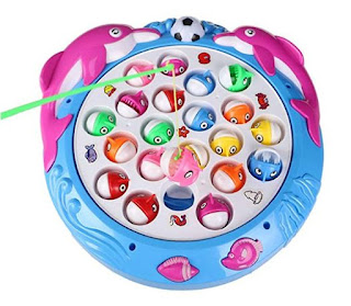Fishing Game Board, Electronic Rotating Music and Light, Colorful Fish Educational Training Toy for Children Kids Toddles Little Boys Little Girls