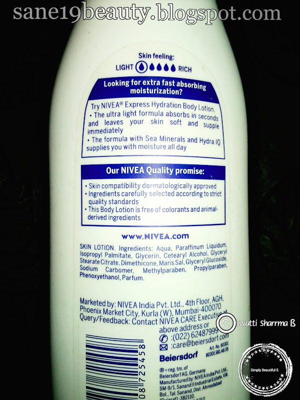 Pros. and Cons. of Nivea Body Lotion express hydration with sea minerals.