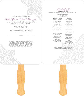 Sonya ordered paddle fan programs for their wedding with the colors of 