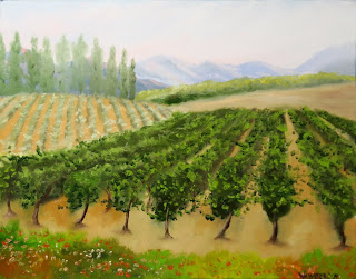 Tuscan Vineyard Painting - Daily Painting Blog - Original Oil and Acrylic Artwork by Artist Mark Webster