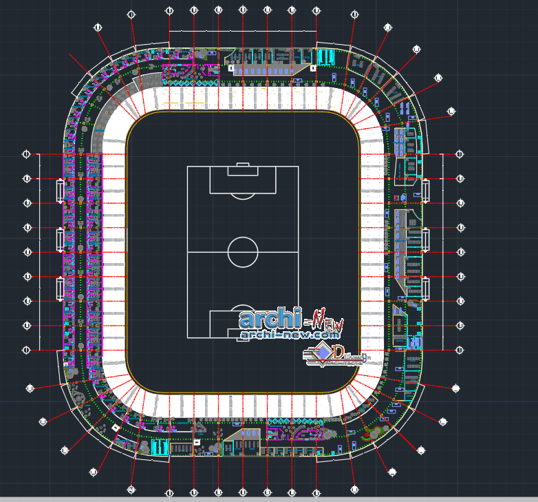 Football stadium in AutoCAD Archi new Free Dwg file 