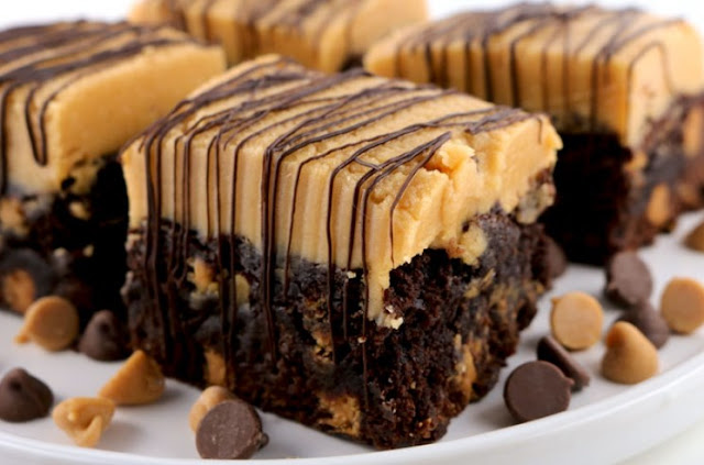 Peanut Butter Brownie Bars #dessert #chocolate