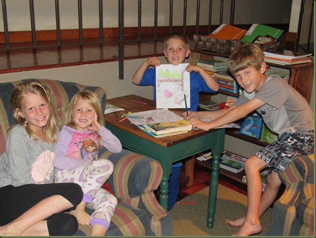 Coloring time with cousins JJ, Evie, Nate and Ethan