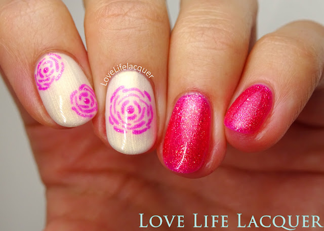 Pink Gellac Abstract Rose nail art